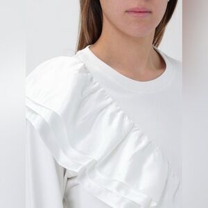 Twinset Actitude White Ruffled Sweatshirt